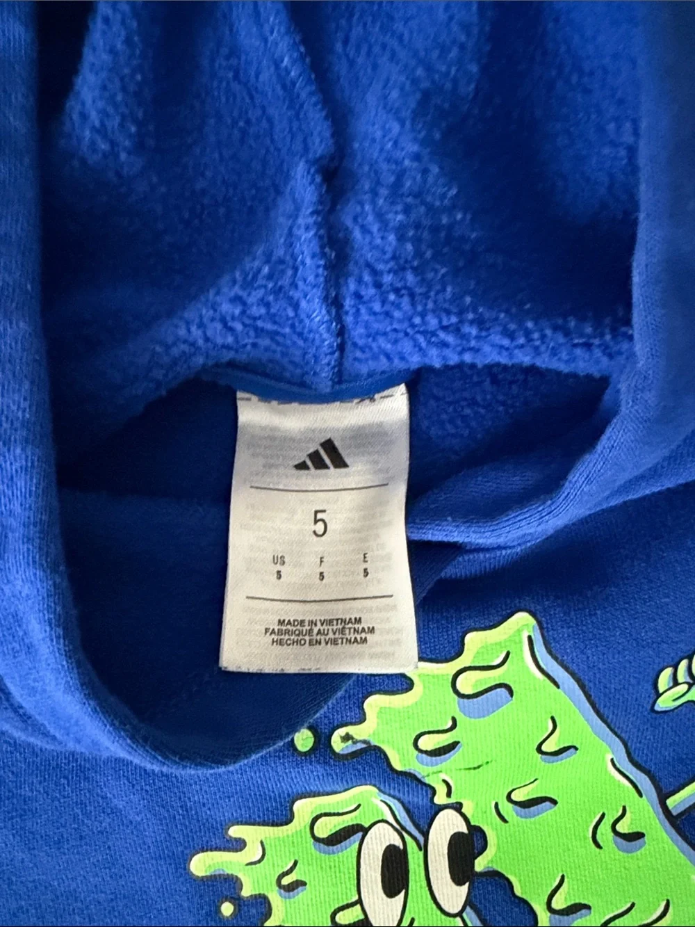 adidas Royal Blue Hoodie with Neon Green Graphic